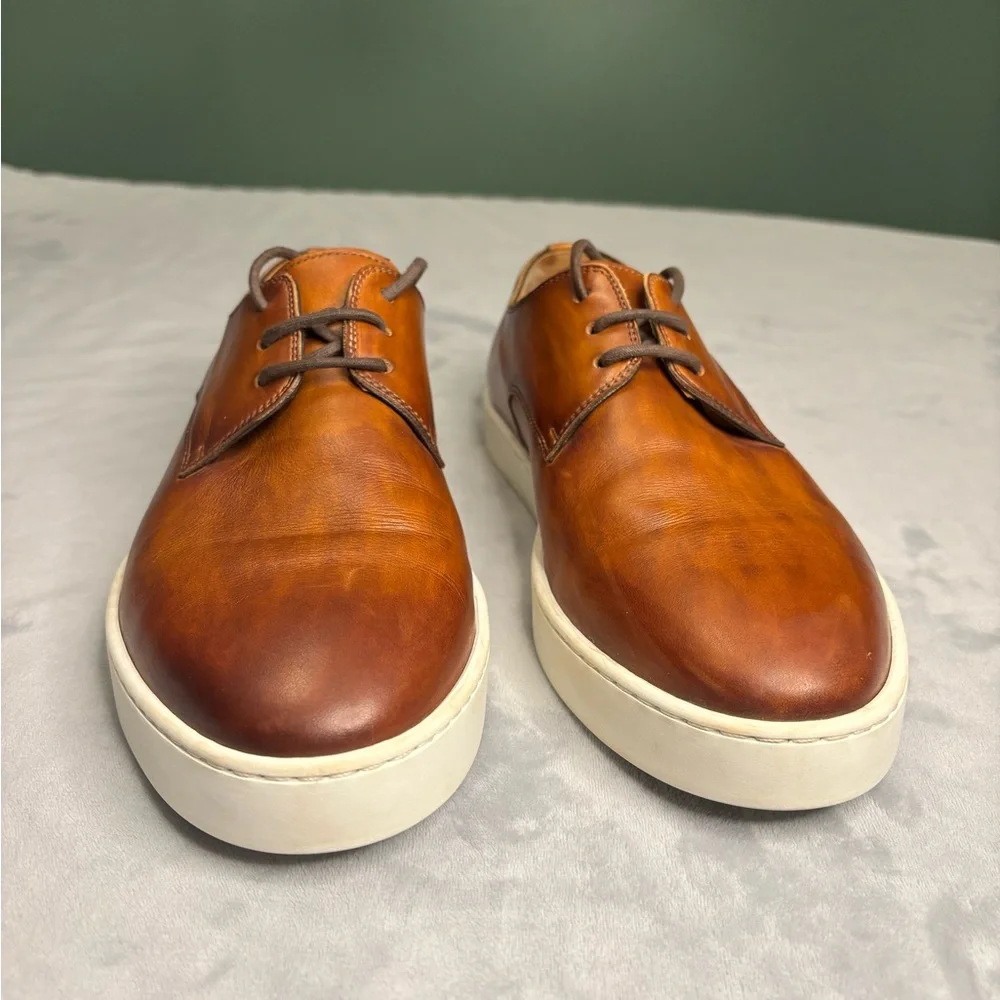 Magnanni Burnished Cognac Leather Derby Sneakers